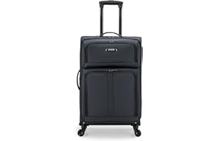 U.S. Traveler Anzio Softside Expandable Spinner Luggage, Dark Grey, Checked-Medium 26-Inch