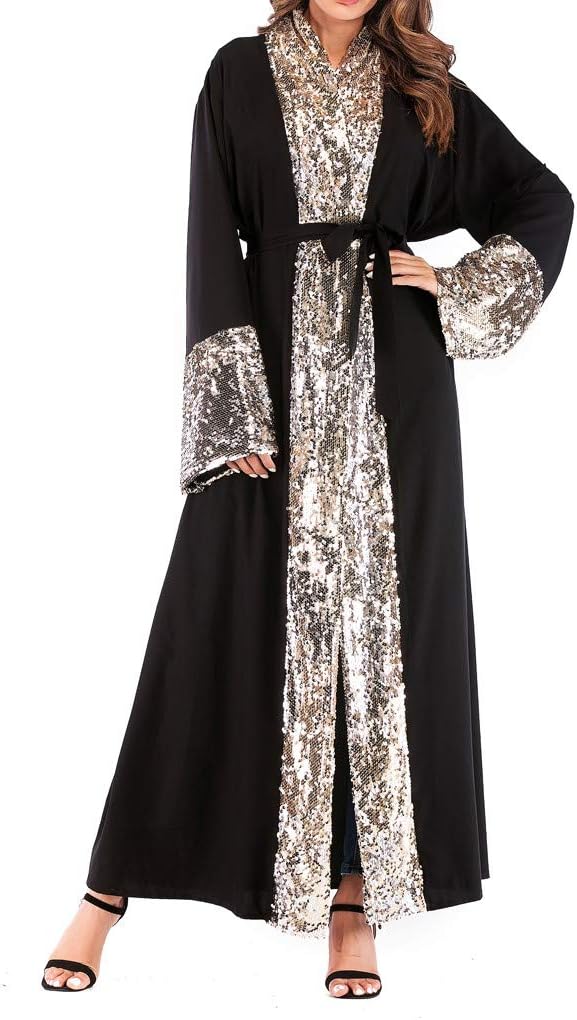 Women's Saudi Arabia Islamic Dubai Kaftan, Caftan Abaya Open Front Elegant Dresses, MITIY