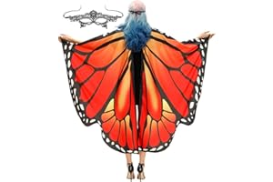 TONAK Butterfly Cape Costume Adult, Halloween Butterfly Wings Costume Women Colorful Festival Butterfly Wings Shawl Cape