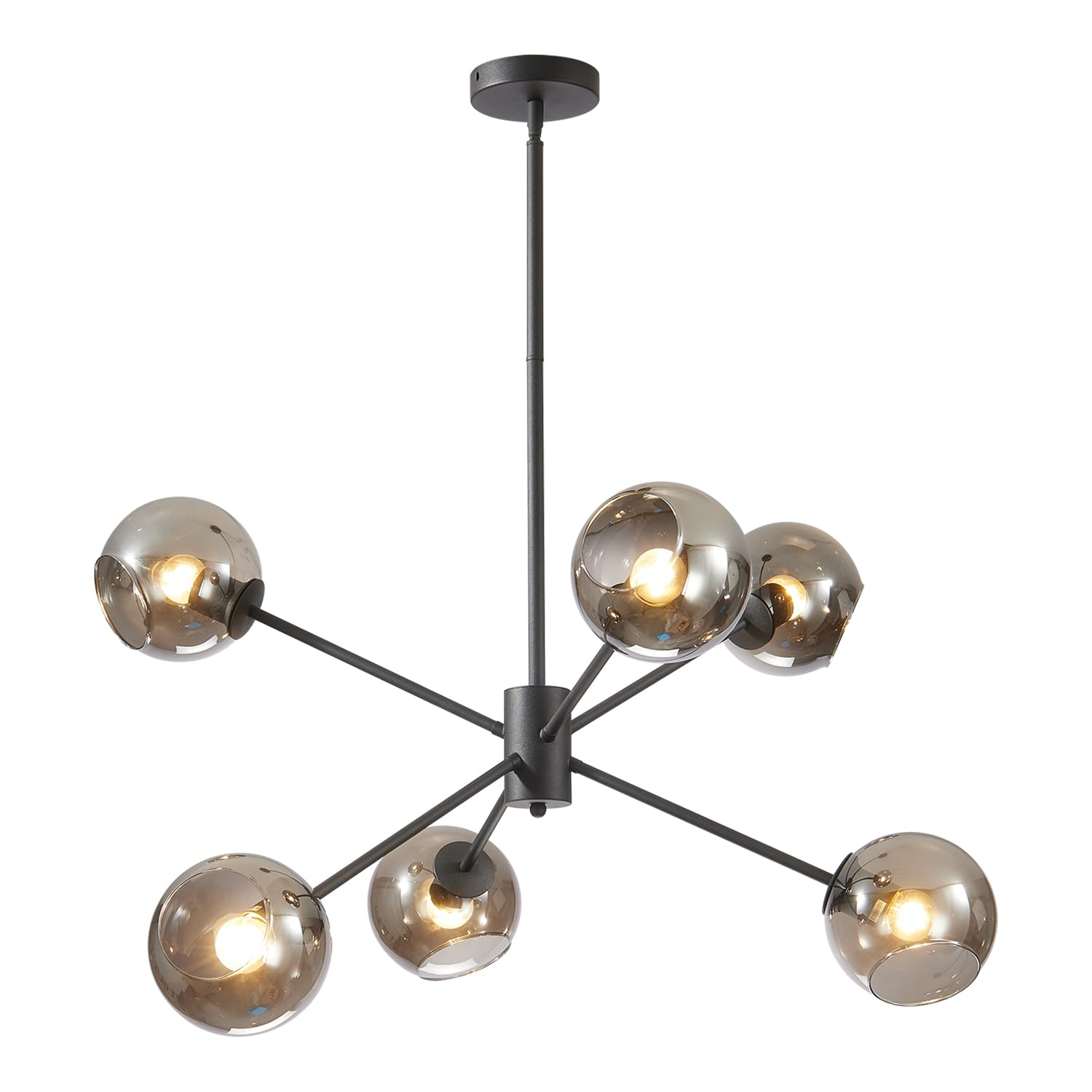 BOKT 6 Lights Modern Glass Globe Sputnik Chandelier