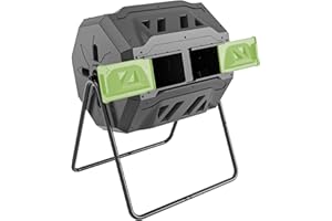 EJWOX Garden Compost Bin from BPA Free Material, Dual Rotating Outdoor Composting Tumblers (43 Gallon,Green)