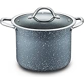 Concord Granite Nonstick 7 Quart Stock Pot Cookware Set (Induction Compatible) (Grey)