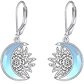 SILBAZ Sun and Moon Earrings 925 Sterling Silver Moon Earrings Sun Earrings Sun and Moon Dangle Earrings for Women Mom Friends