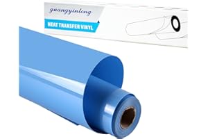 guangyintong Sky Blue Heat Transfer Vinyl HTV Rolls, 12" x 8ft Sky Blue Iron on Vinyl for T-Shirts Glossy Surface HTV Vinyl for All Cutter Machines Easy to Cut & Weed for Heat Vinyl Design