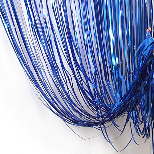 Anyasen Tinsel Curtains Disco Party Decorations Foil Fringe Curtain Hanging Photo Booth Backdrop Door Decorations Shimmer Curtain Metallic Glitter Curtain for Birthday Wedding (Blue, Pack of 1)