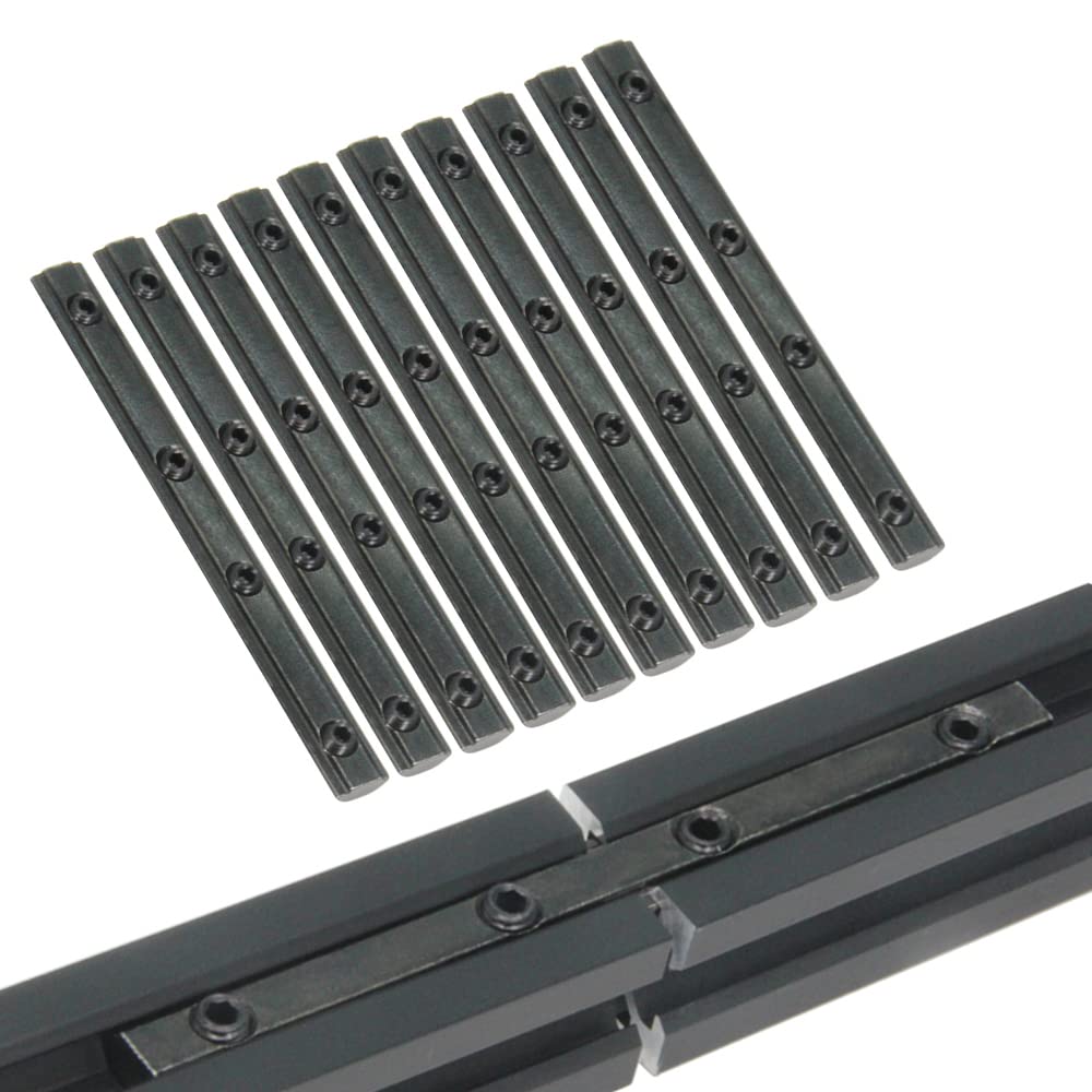 Befenybay 10PCS Black Straight Line Inside Connector Joint Bracket Length 3.9 Inch with M5 Screws for 6mm T Slot Aluminum Extrusion Profile 2020 Series โ image 1