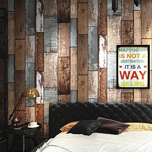 Blooming Wall Vintage Faux Wood Plank Wood Panel Pattern Wallpaper For Livingroom Bedroom Kitchen Bathroom, 20.8 In32.8 Ft=57 Sq.ft