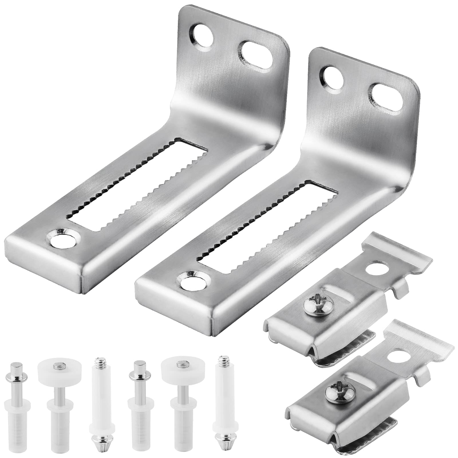 Bi Fold Door Hardware Set, 2 Packs of Louver Door Hardware, Contains Top and Bottom Pivots, Brackets and Guide Wheel Bi Fold Closet Door Hardware Repair Kit Silvery and White