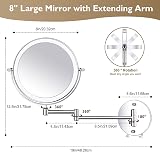 Amelar 8In Wall Mounted Makeup Mirror 20X Magnification LED 3 Color Lights view 6