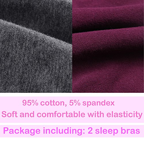 CAKEY Maternity Nursing Sleep Bra Tank for Breastfeeding/Pregnancy (Medium/36B,36C,36D, Dark Grey/Burgundy)