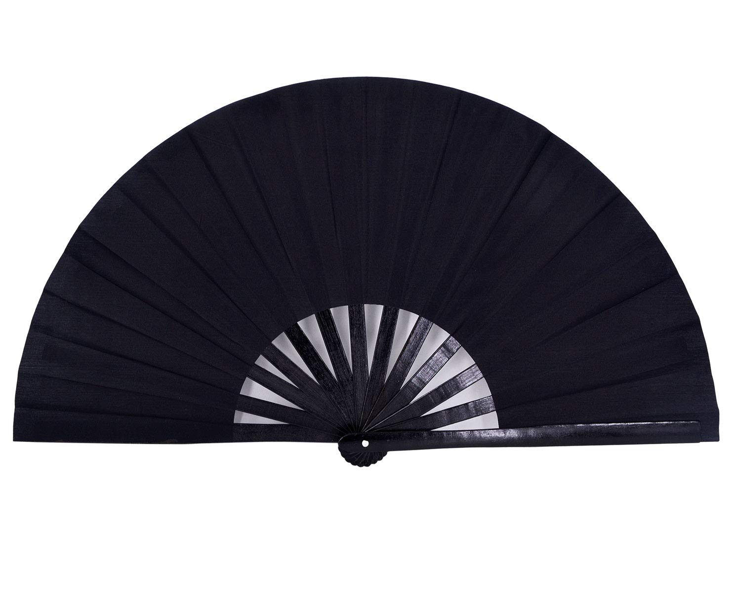 Amajiji Large Rave Folding Hand Fan for Men Women, Chinese Japanese Bamboo Fan Handheld Folding Fans Festival Fan Gift Fan Craft Fan Folding Fan Dance Fan (Black)