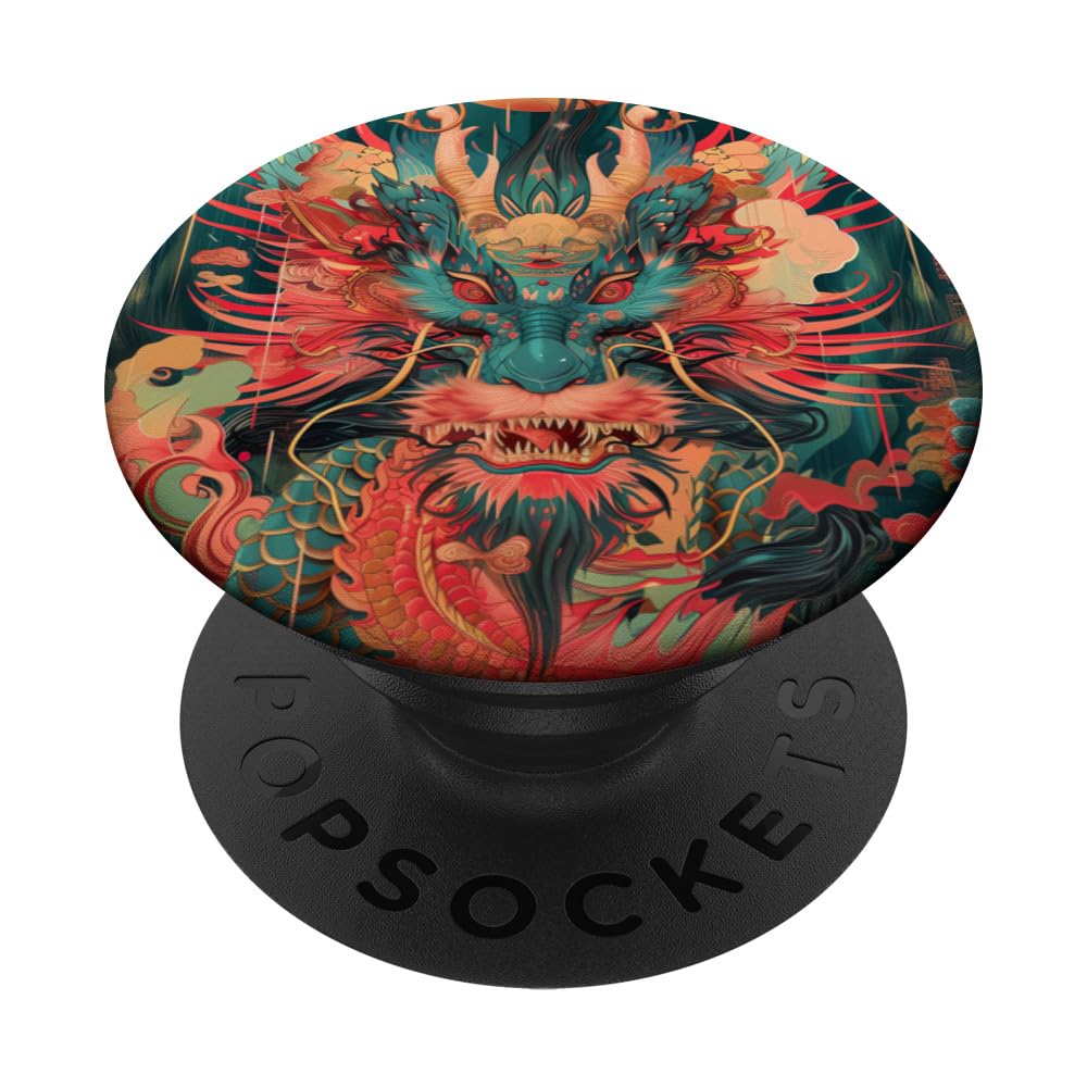 THIS IS ART - Chinese Loong Dragon, Year of the Dragon PopSockets Swappable PopGrip