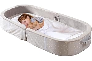 BYBYME Portable Toddler Floor Bed - Waterproof Folding Travel Crib with Washable Fitted Sheet, Ideal Toddler Cots for Sleeping and Sleepovers, Grey