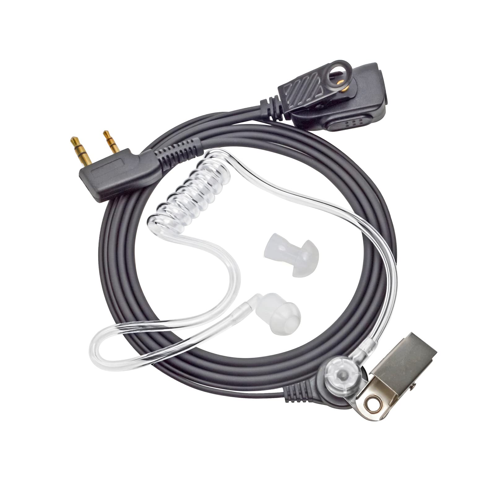 HYSHIKRA Walkie Talkie Earpiece 2 Pin Headset Compatible with Kenwood Baofeng UV5R 888S UV-82HP BF-F8HP Retevis Two Way Radios (1 pcs)