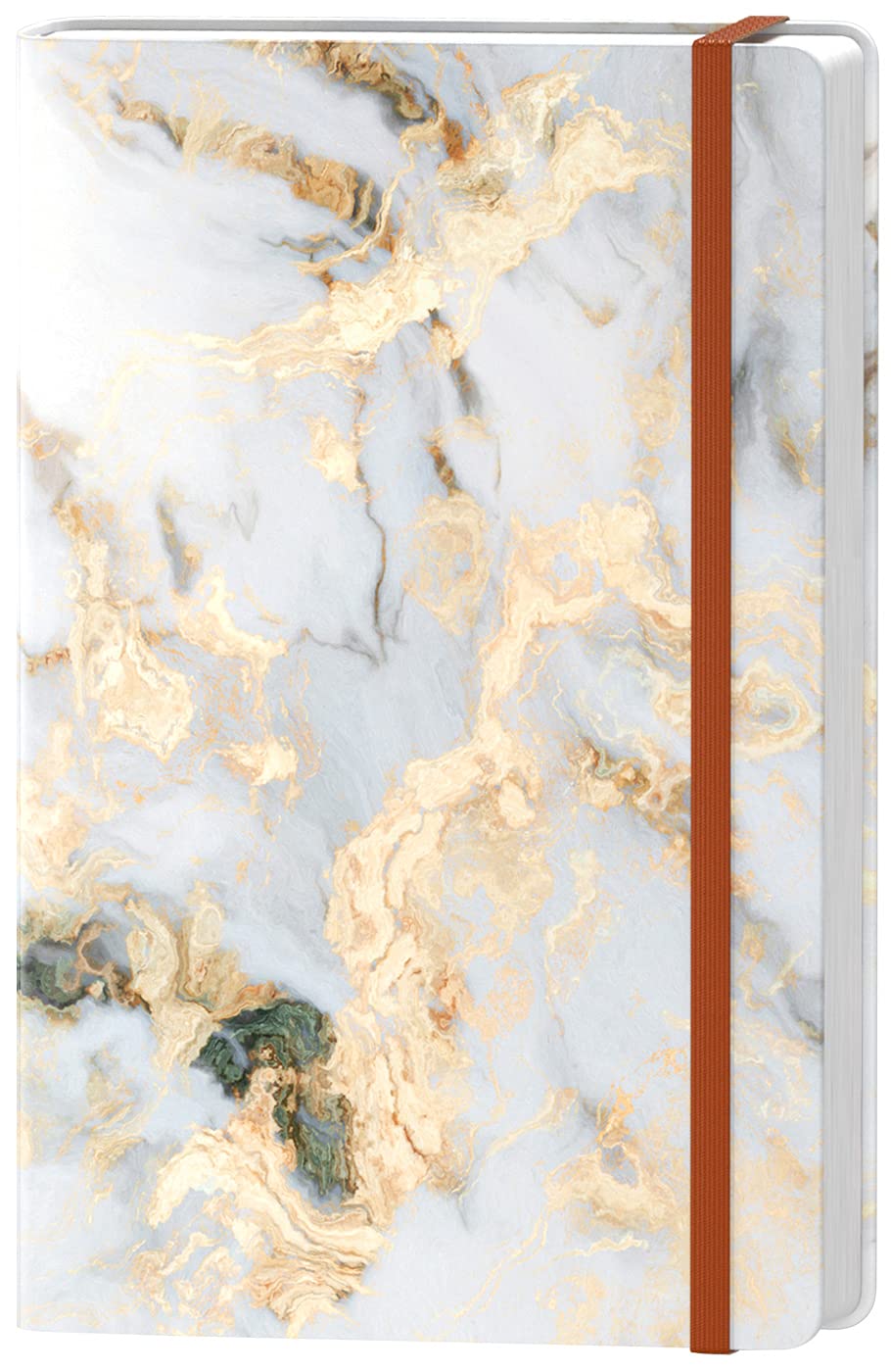 Huamxe Lined Journal Notebook, Marble Hardcover, Medium 5.7 x 8.4 in, 160 Pages Thick Paper, Cute Aesthetic College Ruled Notebook for Journaling Writing Work Office School Women Men, Gray White Gold — image 1
