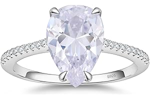 BAGUTTA PAVONE CZ Engagement Rings for Women,Women's Round/Pear/Oval/Cushion/Radiant Cut 925 Sterling Silver Solitaire Wedding Bands Engagement Promise Rings with 18K White Gold Plated 1.5/2/3/4/5CT
