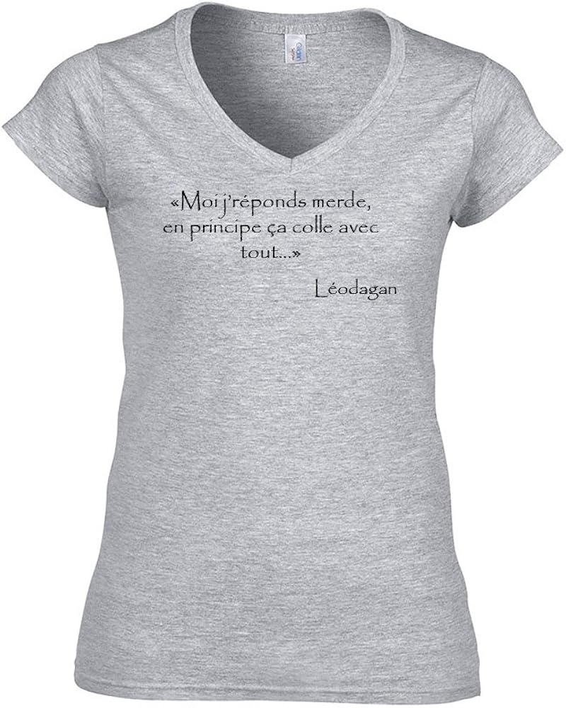 Mygoodprice T Shirt Femme Col V Citation Kaamelott Leodagan Merde T Shirts A Manches Courtes