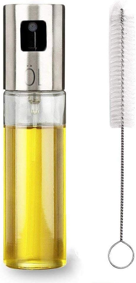 Oil Sprayer for Cooking, Olive Oil Sprayer Glass Bottle Vinegar Bottle Oil Dispenser with Brush Stainless Steel for BBQ/Cooking/Frying/Salad/Baking