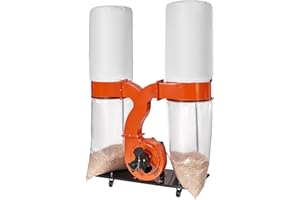 VEVOR Dust Collector, 3HP 1550 CFM Air Flow, Rolling Dual Dust Collector with 94-Gallon Large Dust Collection Bag, 2.5 Micron