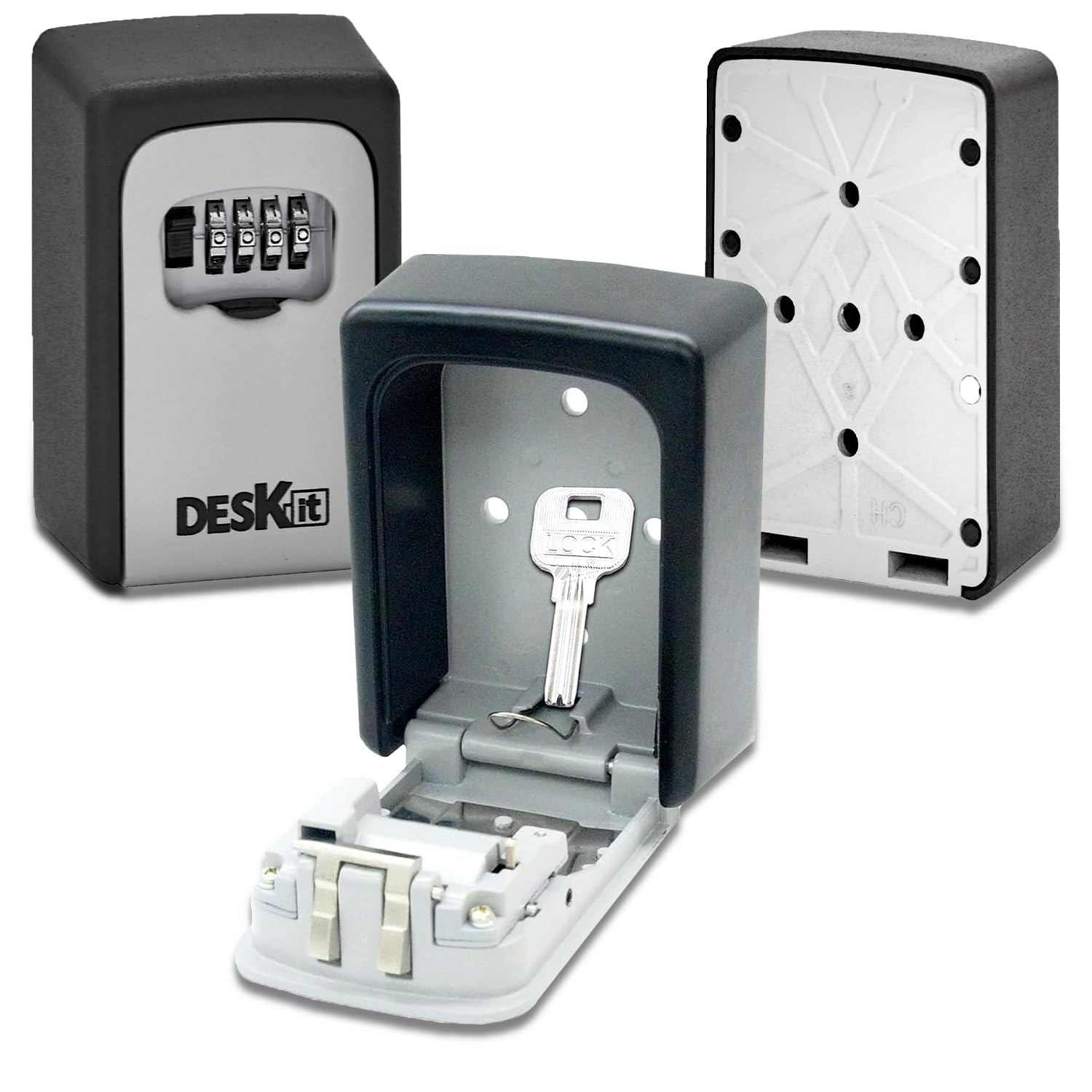 Deskit Key Safe Storage Box with 4 Digit Combination – Handy Weatherproof Security Solution For Your Home, Rental, Airbnb, Office