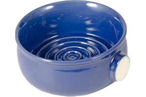 Grandslam Shaving Soap Bowl for Men, Wide Mouth, Ceramic, Easier to Lather and Clean, Non-slip Handle, Handmade Pottery Cup for Soap and Cream
