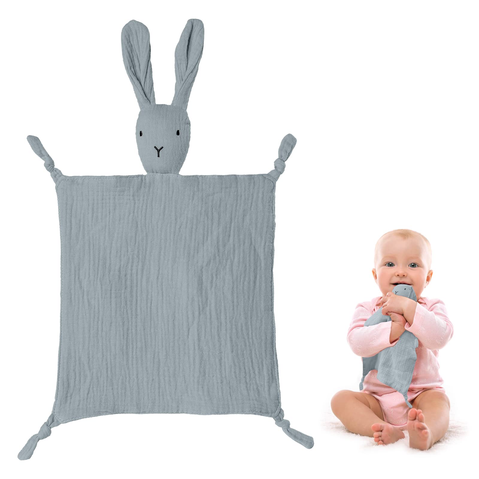 Vicloon Baby Comforters Rabbit Baby Blanket, Baby Comforters Blanket, Baby Girl Boy Comforter Blanket, Infant Toddler Cuddle Snuggle Toy Blankets for Nursery Strollers, Cribs, Car Seats (Grey)