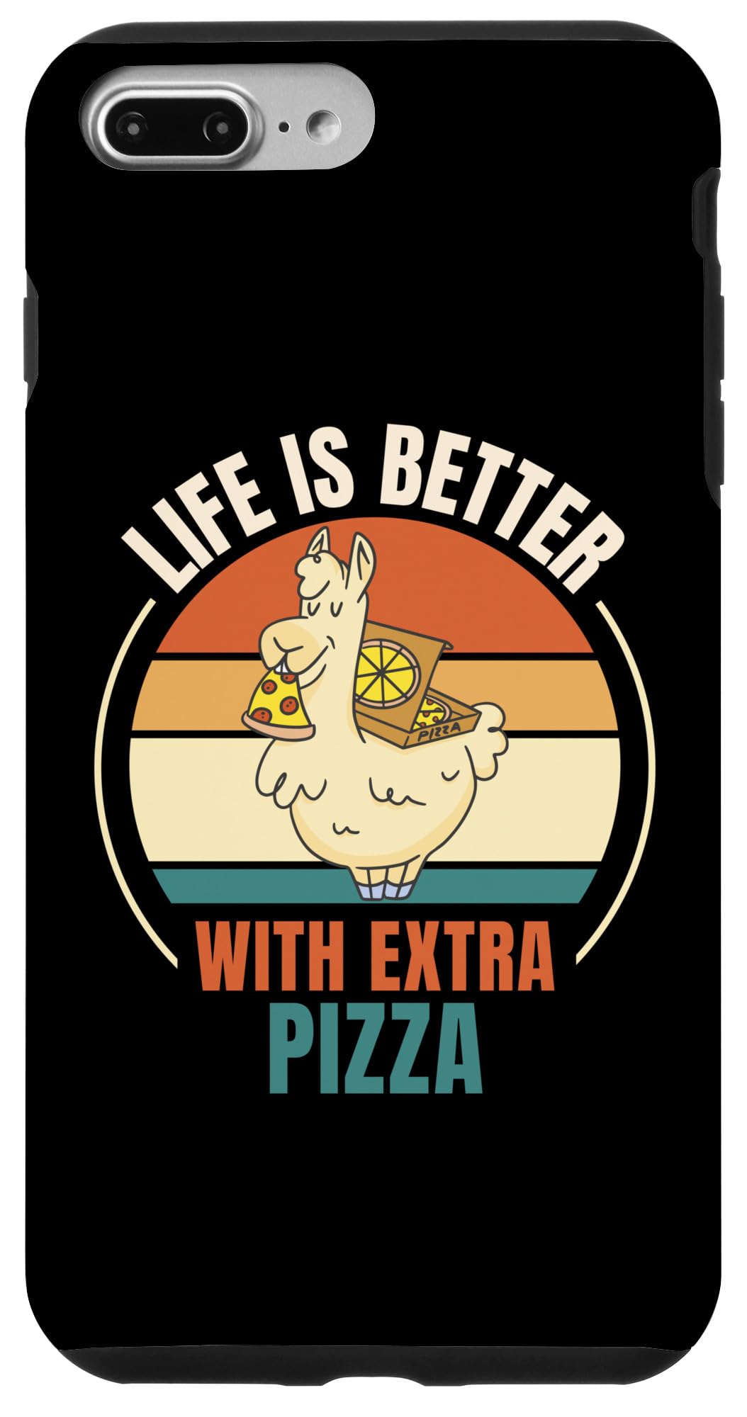 iPhone 7 Plus/8 Plus Retro Llama Pizza Life Is Better With Extra Pizza Case