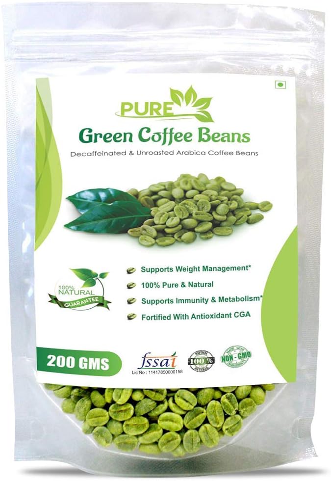 Soulager Natural Arabic Unroasted Green Coffee Beans Weight Management Supplement Promote Healthy Metabolism Boost & Support Appetite Suppression for Men & Women - 200 Gram