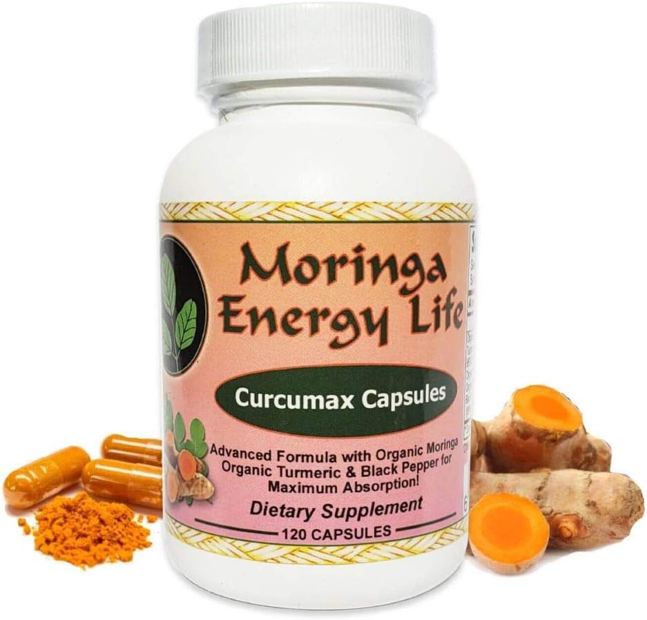 Curcumax Turmeric Plus Moringa Capsules! 100 Pure and Natural Turmeric with Black Pepper
