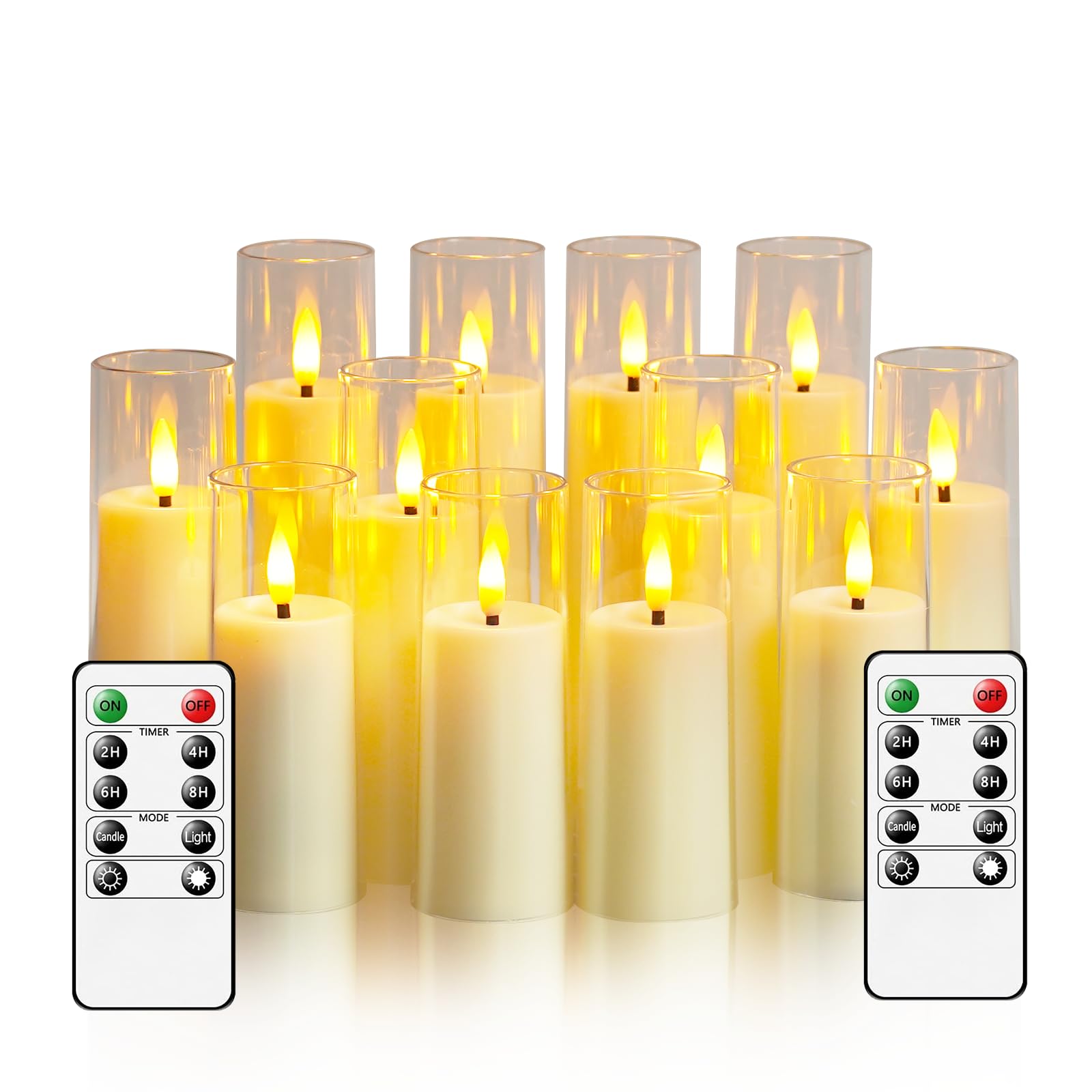 Photo 1 of Sasigeiaa Flickering Flameless Candles, Battery Operated Acrylic LED Pillar Candles with Remote Control and Timer,Pack  ,(D1.57 xH 4" 5" 6") for Holiday Decorations Home Decorations (Ivory)