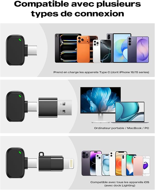 Micro Cravate sans Fil – Plug & Play,Parfait pour TikTok & Vlogs