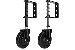YONSIN 4" Heavy Duty Spring Loaded Gate Caster, Drag Wheels with 360 Swivel for Wooden & Metal Gates, Anti Sag Kit, 200 Lbs Capacity, 2 Pcs, Black