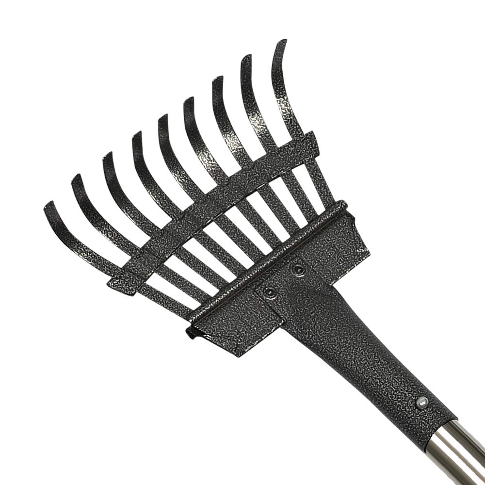 2 Pack Black Tray and Rake Set with Adjustable Long Handle Metal for