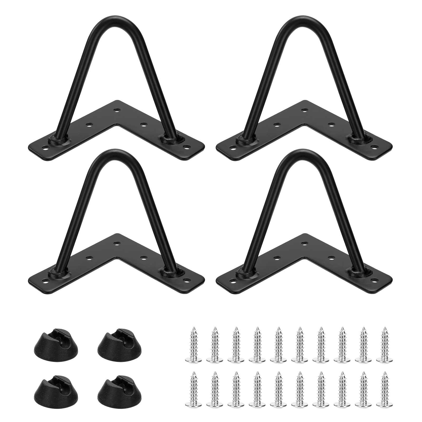 Johotone Heavy Duty Metal Hairpin Legs 4 Inch Cabinet Legs with Rubber Floor Protectors Screws for Sofa Cabinet Dresser TV Stand Wardrobe 4 Pcs Black