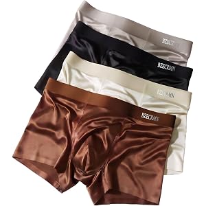 2026 New Ice Silk Satin Men’s Boxer Briefs,Seamless Underwear , 4-Pack | Breathable Cooling Underwear With u-Pouch,Delicate S
