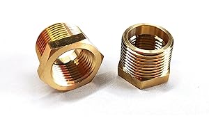 Quirkmyn 2 Pcs Brass Bushing 3/4" Male to 1/2" Female, 3/4" to 1/2" Reducer NPT Adapter Hex Brass Reducing Pipe Adapter Fitting Brass Fitting Pipe Hose Tube Adapter Convert