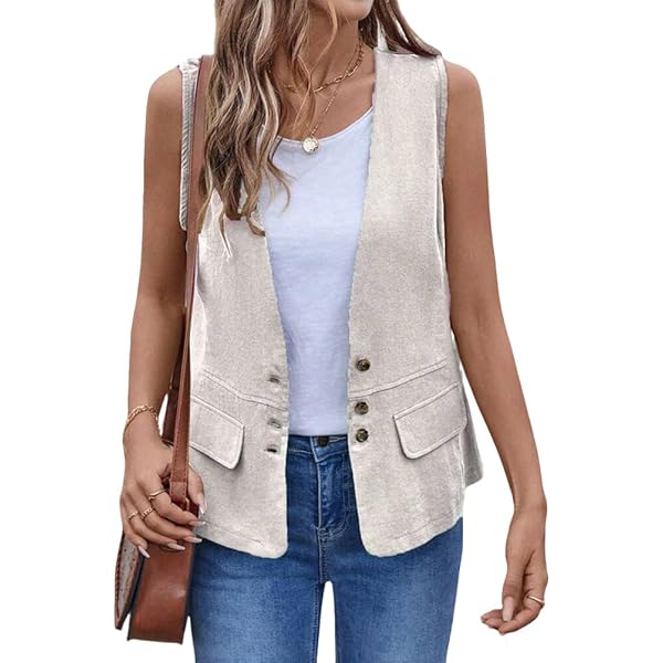 LMSXCT Womens Vest 2024 Summer Cotton Linen Vest Top Vintage