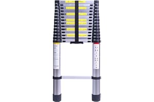 Terokota 19.7FT Collapsible Extension Telescoping Ladder, Aluminum Telescopic Ladders for RV, Home, Loft, Attic, 330LB Capacity