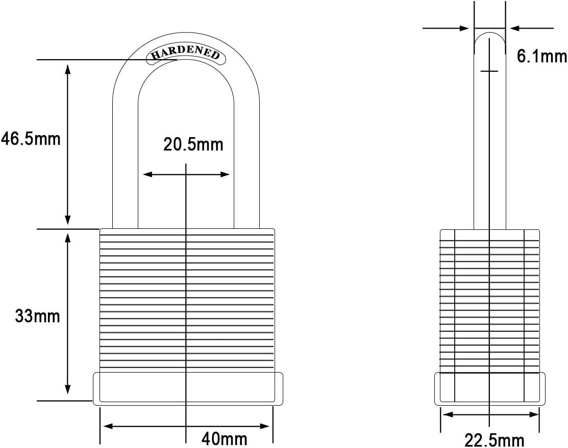 SEPOX® 4Pack Heavy Duty Padlock Keyed Alike, 40MM Laminated Steel Lock Body, 60MM Extra Long Shackle - Image 5