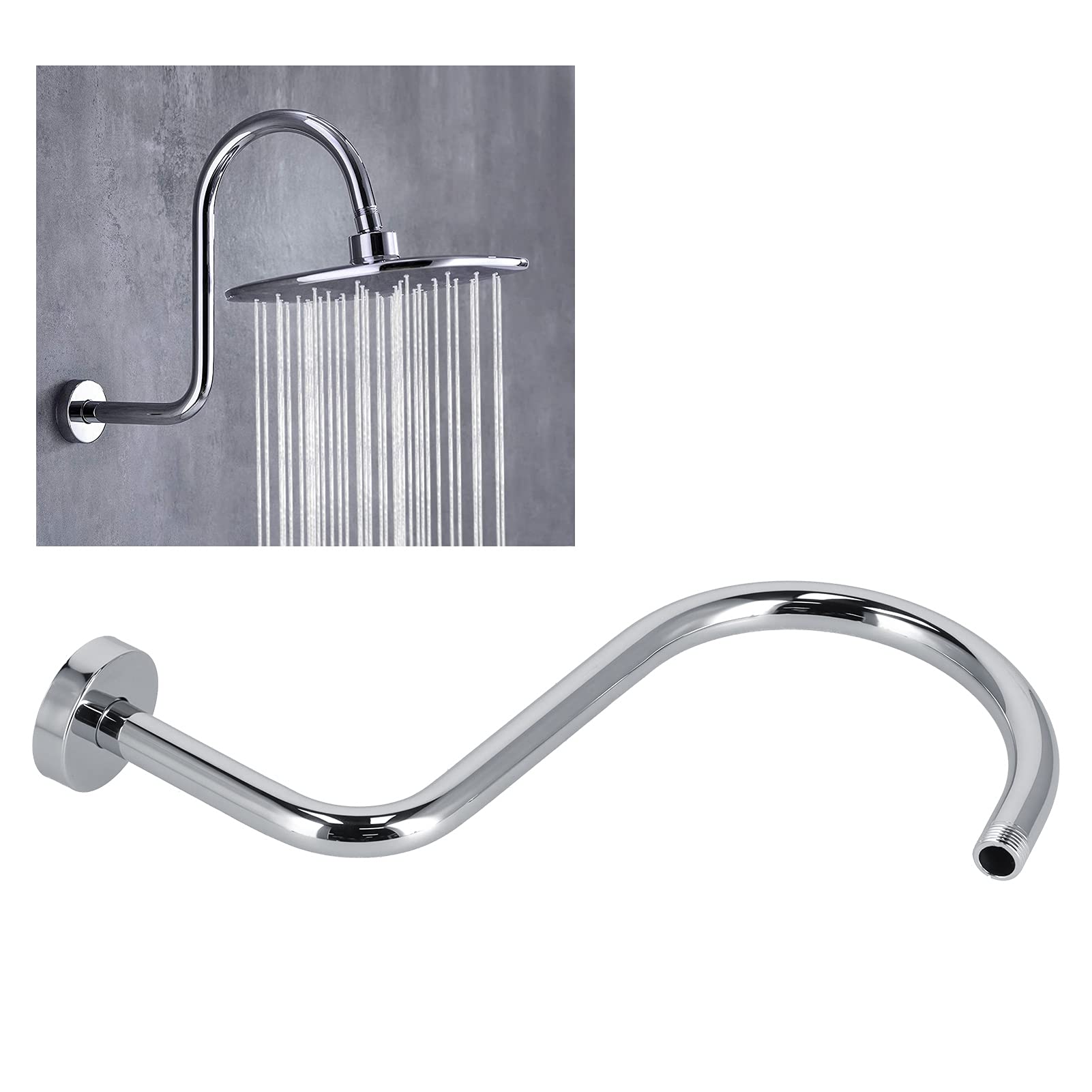 Bathroom Shower Arm, Gooseneck Shower Arm, Stainless Steel Arm, For Most Shower Equipment(233 Plating)