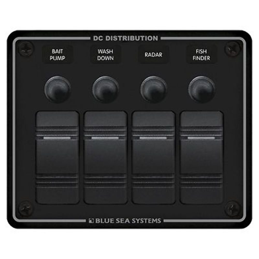 Photo 1 of Blue Sea Systems 8372 Water Resistant Circuit Breaker Panel 4 Position-Black