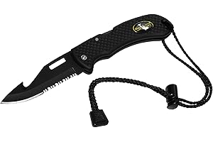 Saekodive Nami Folding Knife - Wrist Lanyard, Saltwater Resistant - Scuba Diving, Spearfishing, Fishing, Hunting, Camping Gear (Black/S.S.)