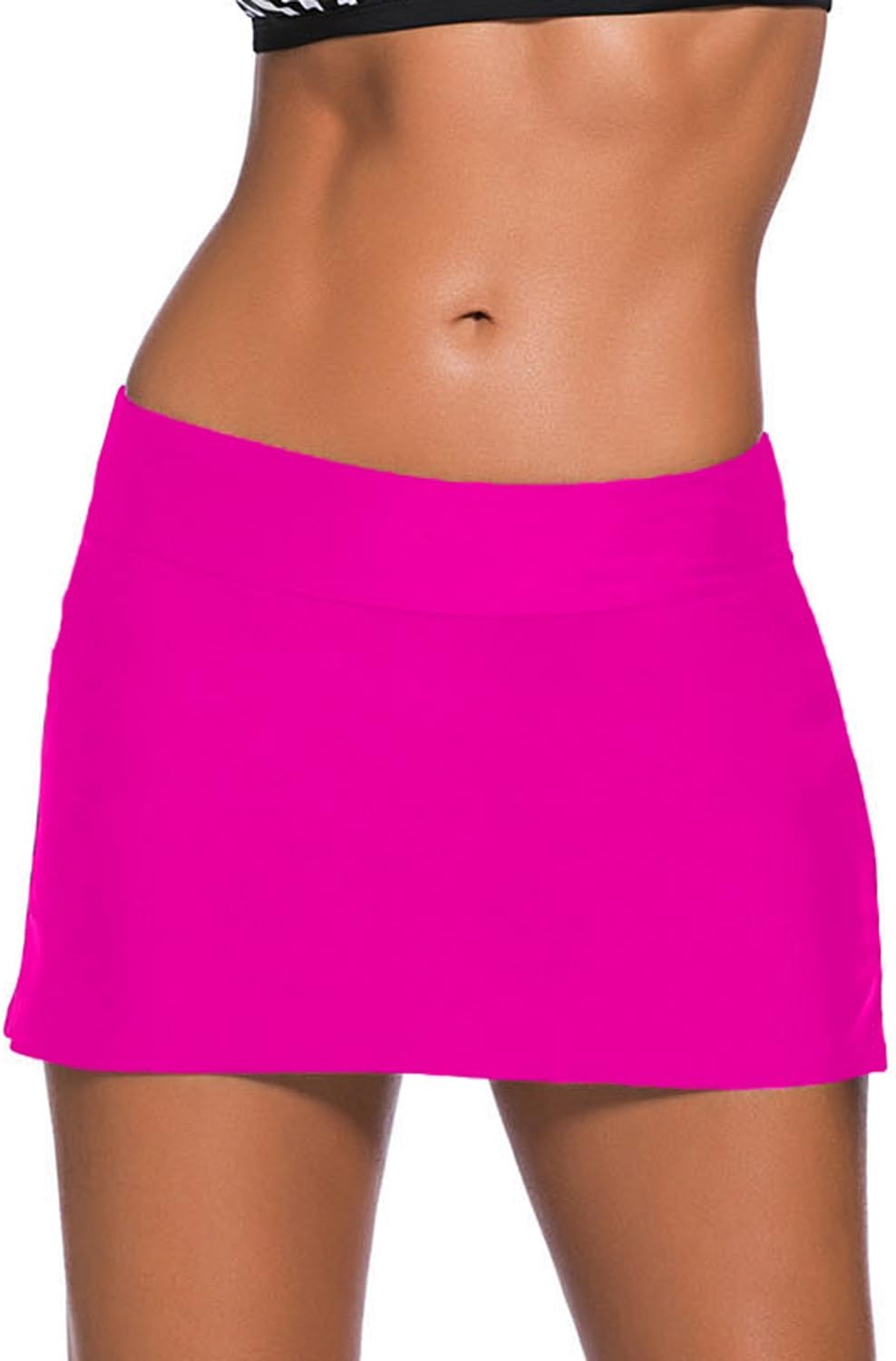 Ecosunny Women's Swimming Skirt Boardshort Waistband Solid Color Skort Bikini Bottom Swimdress
