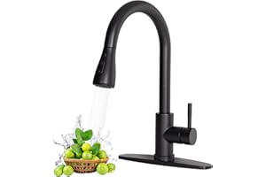 HOTIS HOME HOTIS Black Kitchen Faucet, Single Handle Matte Black Kitchen Faucets with Pull Down Sprayer, Stainless Steel Suitable for 1 or 3 Hole Sinks, Easy Installation for Farmhouse, RV, Laundry, Bar