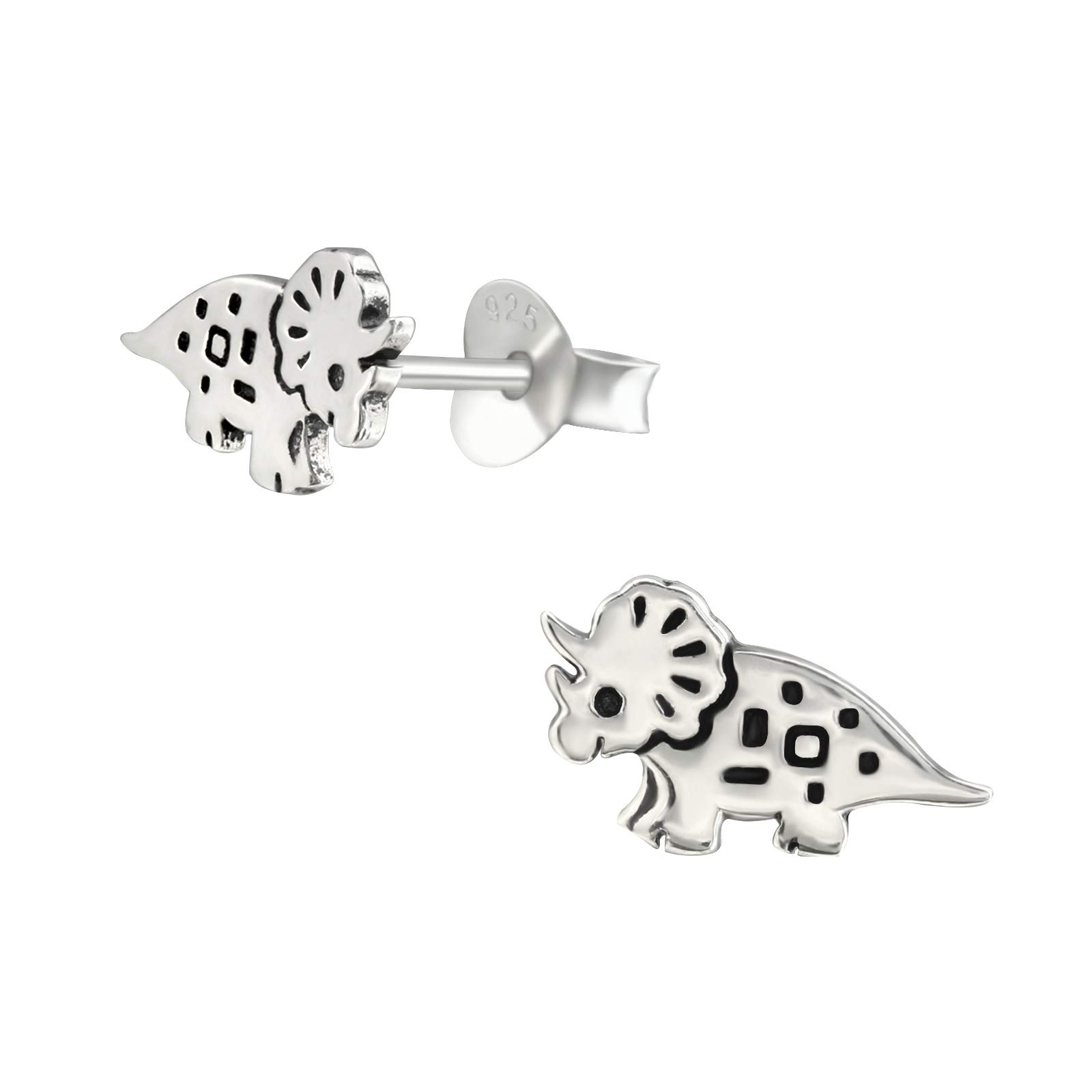 925 Sterling Silver Dinosaur Stud Earrings for Women & Girls – Quirky Animal Jewellery with Gift Box