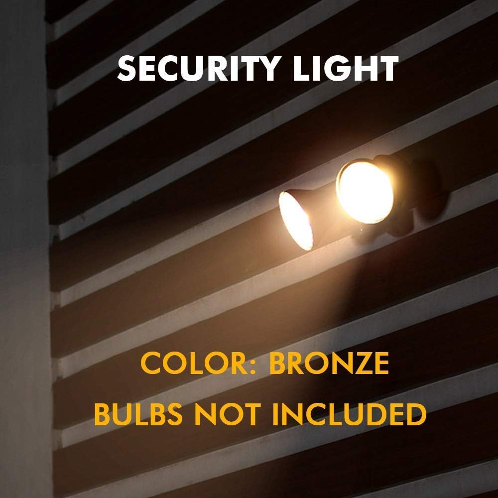 LUTEC 6211BZ-PIR23A 300 Watt Halogen Motion Activated Integrated Dual-Head Floodlight Outdoor, Waterproof Exterior Security Wall Light for Patio, Garden, Yard, Bronze - - 