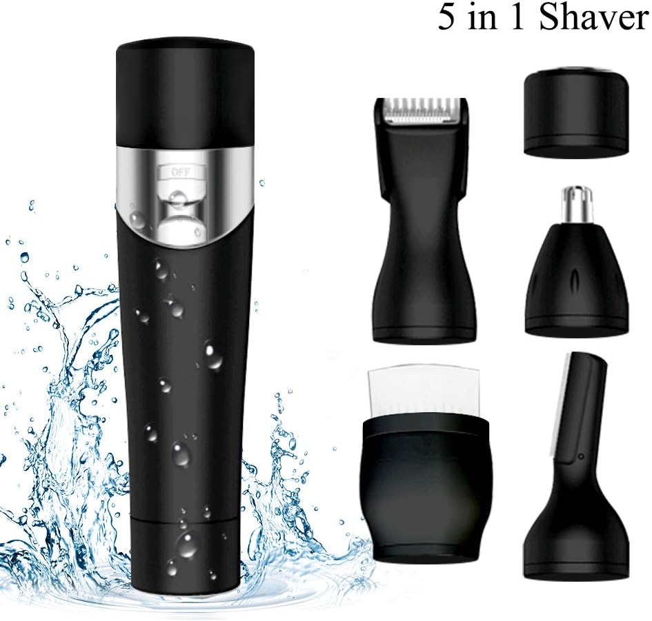 Electric Lady Shaver USB Rechargeable 5 in 1 Facial Hair Remover Kit, Nose Hair Trimmer, Facial Trimmer, Bikini Trimmer, Body Shaver, IPX6 Waterproof Facial Hair Remover Women