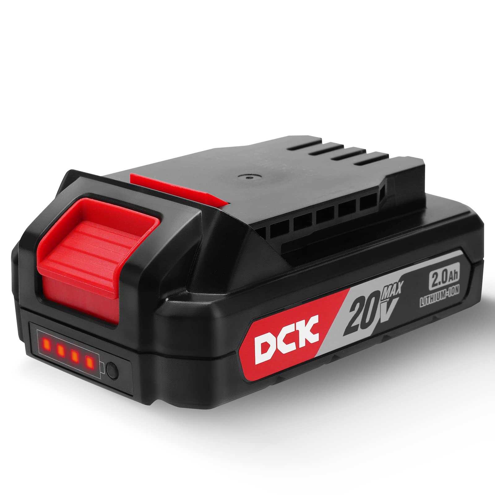 DCK 20V 2.0 Ah Lithium Battery, Compatible 20V Max Cordless Power Tools, 4-Cell Indicator, Long Lasting Battery, Fast Charge Battery for Brushless Hammer Drill, Impact Drill (FFBL2020)