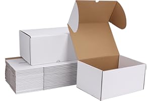 ZBEIVAN 10x7x5 White Shipping Boxes Set of 20, Corrugated Cardboard Mailer Boxes for Packaging Small Business Mailing Gifts