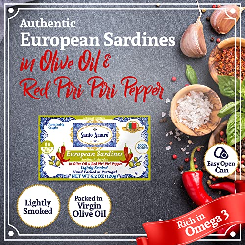 Santo Amaro Authentic European Sardines in Olive Oil & Red Piri Piri